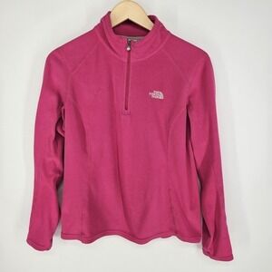 The North Face Womens TKA 100 Glacier 1/4 Zip Fleece Pullover Pink Medium M